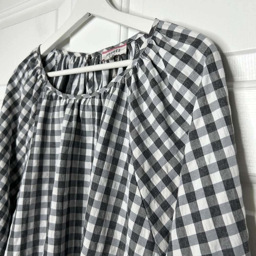Andree by Unit Gingham Blouse Long Sleeve Checkered Top Casual Size 1X - Picture 3 of 6